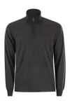 Fedeli Favonio Superfine Wool Half Zip Sweater In Gray