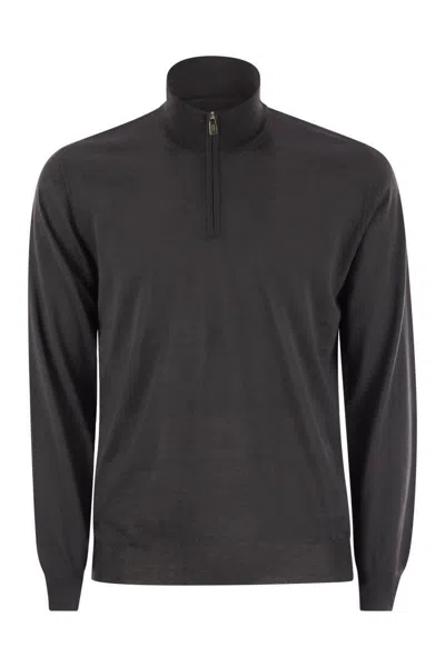 FEDELI FEDELI FAVONIO - SUPERFINE WOOL HALF-ZIP SWEATER
