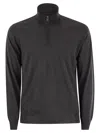 Fedeli Favonio Superfine Wool Half Zip Sweater In Gray