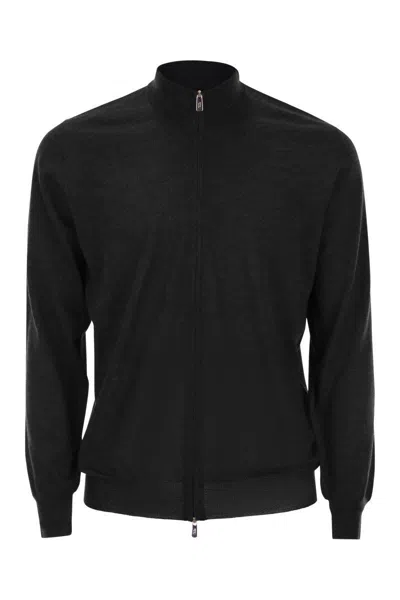 FEDELI FEDELI FAVONIO - VIRGIN WOOL SWEATER WITH FULL ZIPPER