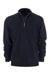 Fedeli Favonio - Zip Turtleneck Sweater In Cashmere In Blue