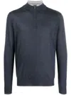 Fedeli Favonio Half-zip Jumper In Blue