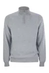 Fedeli Favonio Persia - Cashmere Half-zip Sweater In Gray