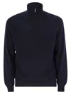 Fedeli Favonio - Zip Turtleneck Sweater In Cashmere In Blue