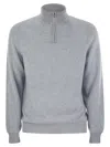 Fedeli Favonio Persia - Cashmere Half-zip Sweater In Gray