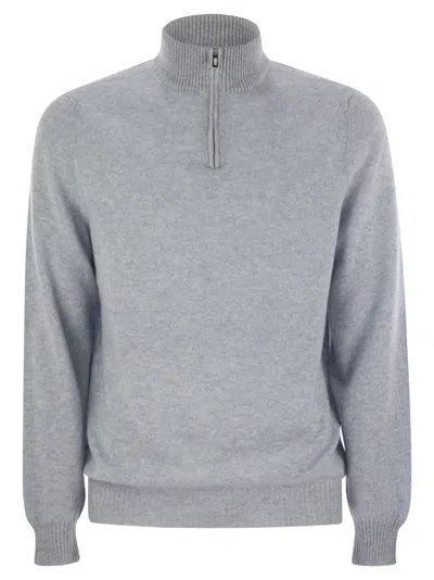 Fedeli Favonio Persia - Cashmere Half-zip Sweater In Gray