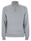 Fedeli Favonio Persia - Cashmere Half-zip Sweater In Gray