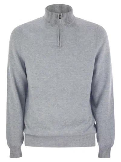 Fedeli Favonio Persia Cashmere Half Zip Sweater In Gray