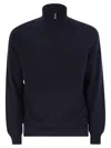 Fedeli Favonio - Zip Turtleneck Sweater In Cashmere In Blue