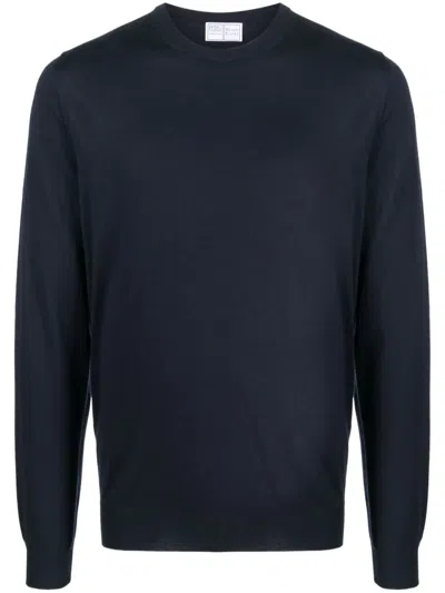 Fedeli Fine-knit Cashmere Jumper In Blue