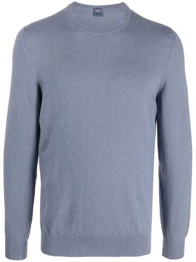 Fedeli Fine Knit Cashmere Jumper In Blue