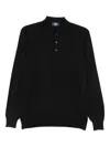 Fedeli Fine-knit Polo Jumper In Black