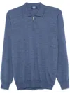Fedeli Fein Gestricktes Poloshirt In Blau