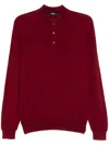 Fedeli Fine-knit Polo Shirt In Red