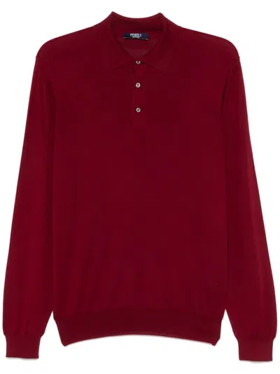 Fedeli Fine-knit Polo Shirt In Red