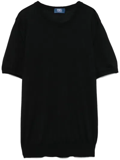 Fedeli Fine-knit T-shirt In Black