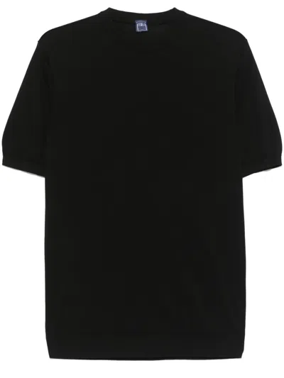 Fedeli Fine-knit T-shirt In Black