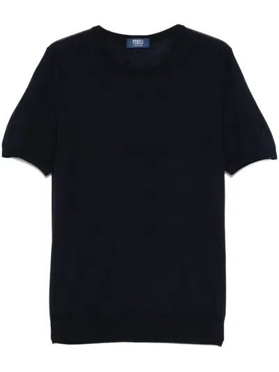 Fedeli Fine-knit T-shirt In Black