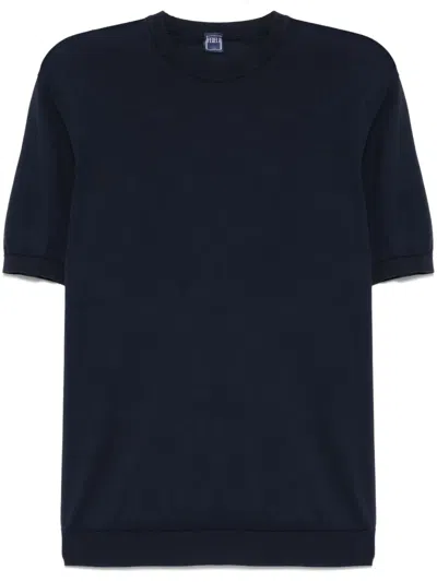 Fedeli Fine-knit T-shirt In Blue