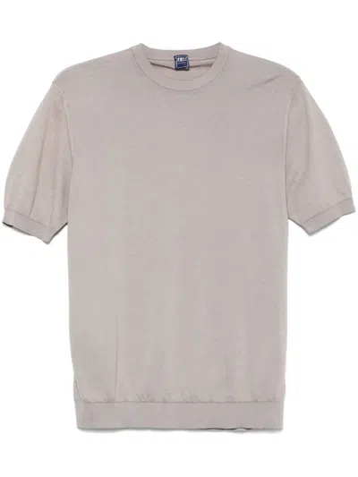 Fedeli Fine-knit T-shirt In Neutrals