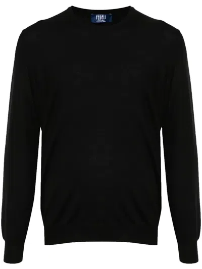 Fedeli Fine-knit Virgin-wool Jumper In Black