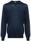 Fedeli Fine-knit Virgin-wool Jumper In Blue