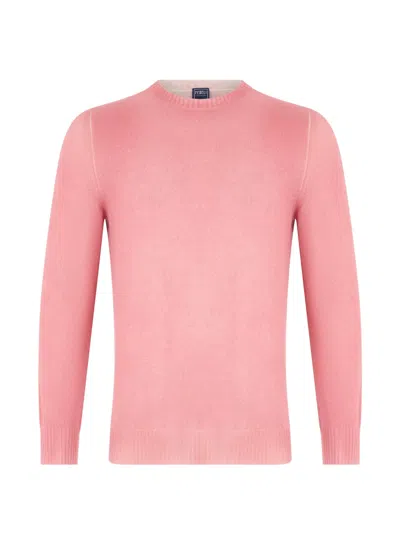 Fedeli Fine-knit Cashmere Long-sleeve Top In Pink