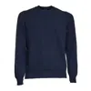 Fedeli Finely Knitted Wool Sweater With Classic Crew Neckline In Blue