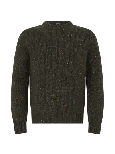 Fedeli Flecked-knit Crew-neck Sweater In Green