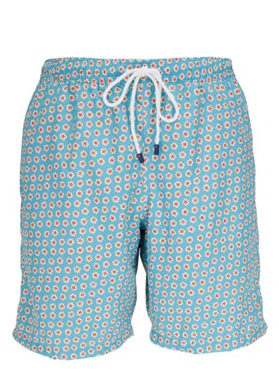 Fedeli Floral-print Swim Shorts In Blue