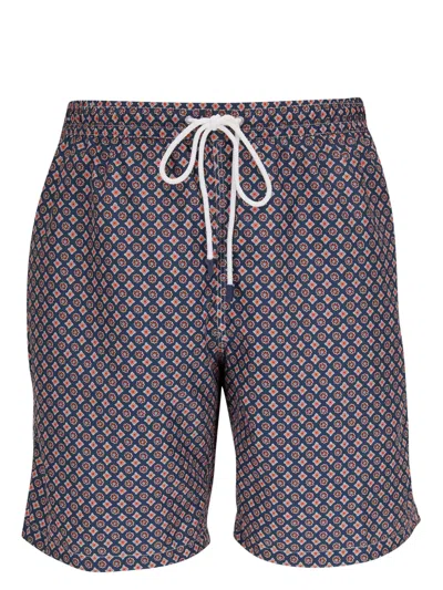 Fedeli Floral-print Swim Shorts In Blue