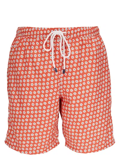 Fedeli Floral-print Swim Shorts In Orange