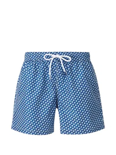 Fedeli Floral-motif Drawstring Swim Shorts In Brown