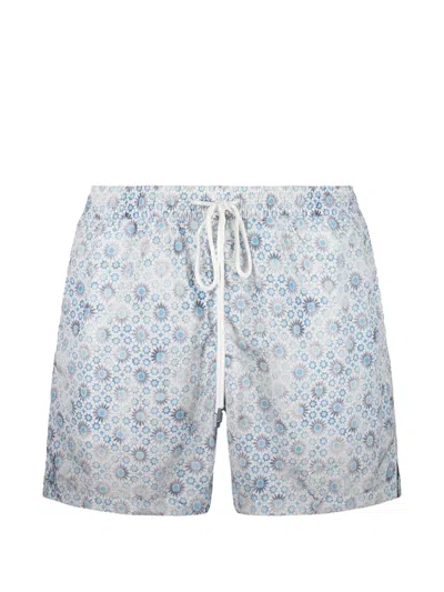 Fedeli Floral-print Drawstring Swim Shorts In Blue