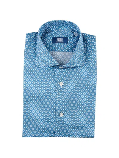 Fedeli Floral-print Shirt In Blue