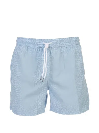Fedeli Floral-print Swim Shorts In Blue