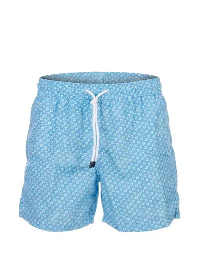 Fedeli Madeira Floral Swim Trunks In Blue