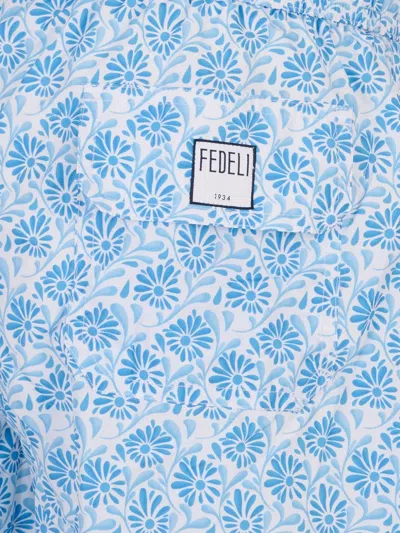 Fedeli Floral-print Swim Shorts In Blue