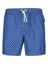Fedeli Flower-pattern Swim Trunk In Blue