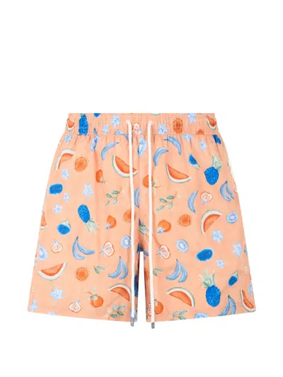 Fedeli Fruit-print Drawstring Swim Shorts In Pink