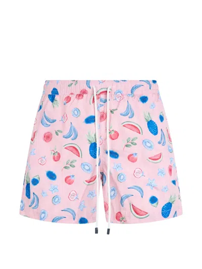 Fedeli Fruit-print Drawstring Swim Shorts In Pink