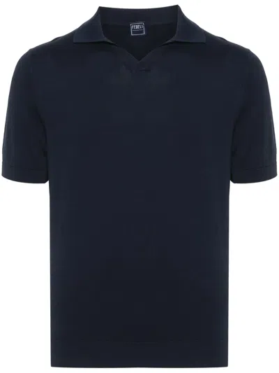 Fedeli Fuji Cotton Polo Shirt In Blue