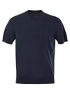 Fedeli Garment-dyed Black Crew-neck T-shirt In Organic Cotton In Blue