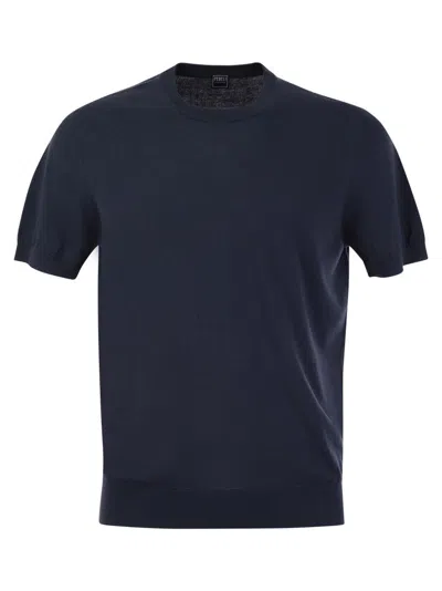 FEDELI GARMENT-DYED BLACK CREW-NECK T-SHIRT IN ORGANIC COTTON