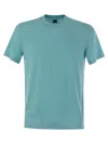 Fedeli Garment-dyed Linen And Elastane Blend T-shirt In Blue