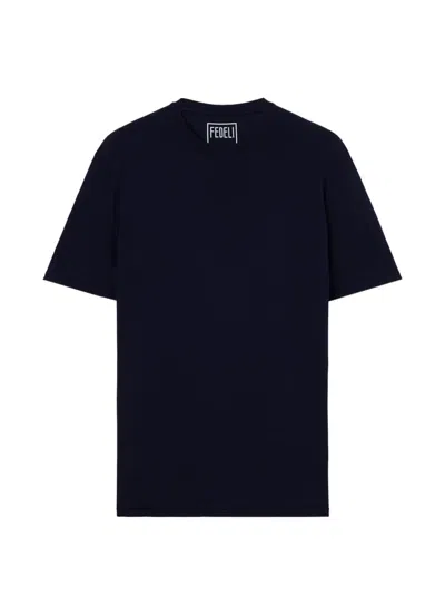 Fedeli Gary Cotton T-shirt In Blue