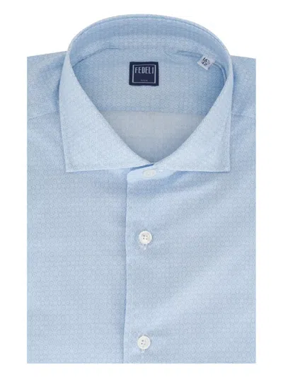 Fedeli Geometric-print Shirt In Blue