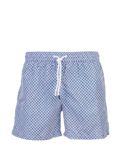 Fedeli Geometric-print Drawstring Swim Shorts In Purple