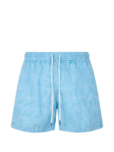 Fedeli Geometric-print Drawstring Swim Shorts In Metallic