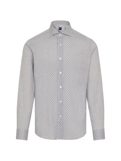Fedeli Geometric-print Long-sleeve Shirt In Gray